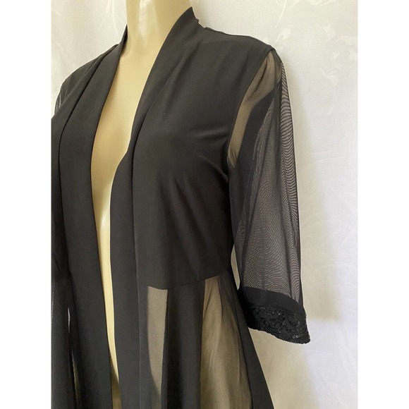 R&M Richards Glitter Trim Illusion Jacket Black Open Mesh 3/4 Sleeve 12P - Picture 6 of 7